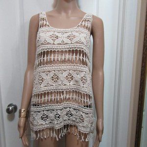 Beige Net Top swim cover up medium- Forever 21